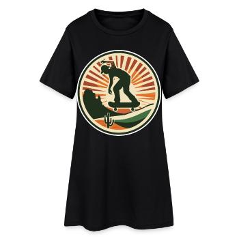 Portrait de skateboard - Robe T-shirt Femme - noir - Devant