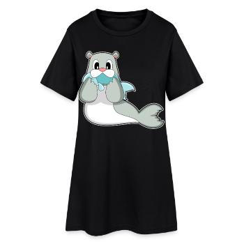 Poisson phoque - Robe T-shirt Femme - noir - Devant