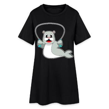 Fitness à la corde à sauter sur la corde du phoque - Robe T-shirt Femme - noir - Devant