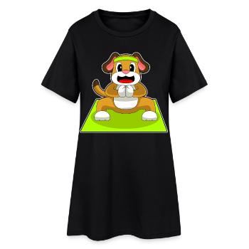 Hund Yoga Fitness Gymnastik - Frauen T-Shirt-Kleid - Schwarz - Vorne