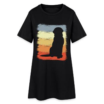 Dessin de chien Look vintage - Robe T-shirt Femme - noir - Devant