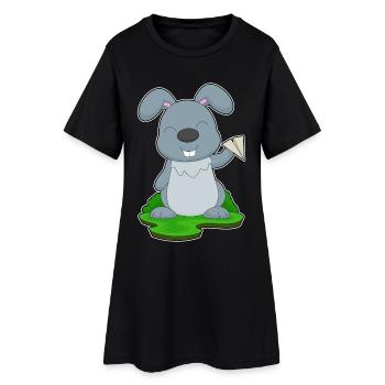 Avion en papier lapin - Robe T-shirt Femme - noir - Devant