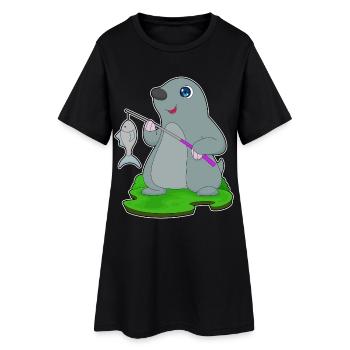 Pêche au poisson-taupe - Robe T-shirt Femme - noir - Devant