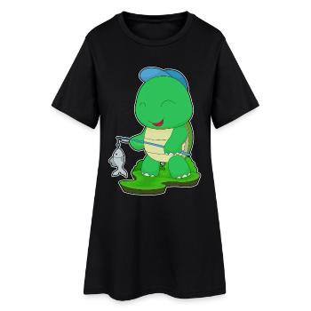 Pêche au poisson tortue - Robe T-shirt Femme - noir - Devant