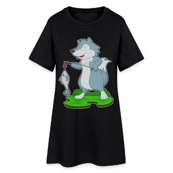 Pêche au poisson pêcheur loup-loup - Robe T-shirt Femme - noir - Devant