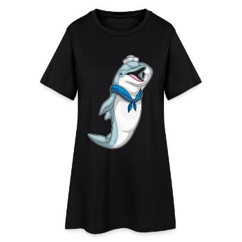 Dolphin Sailor Chapeau de marin - Robe T-shirt Femme - noir - Devant