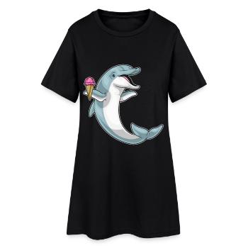 Crème glacée aux gaufres Dolphin - Robe T-shirt Femme - noir - Devant