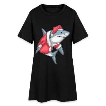 Shark Christmas Christmas Hat - Women’s T-Shirt Dress - black - Front