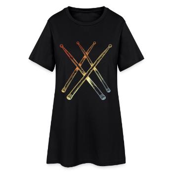 Croquis de baguettes rétro - Robe T-shirt Femme - noir - Devant