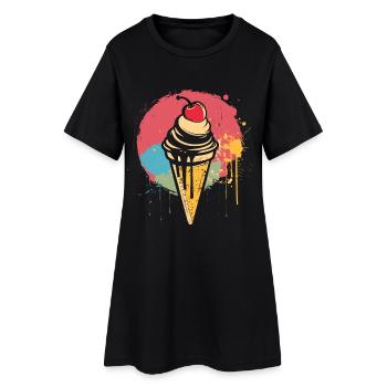 Graffiti de cornet de crème glacée - Robe T-shirt Femme - noir - Devant