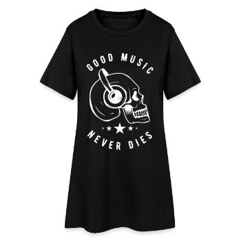 Crâne avec casque La musique ne meurt jamais - Robe T-shirt Femme - noir - Devant