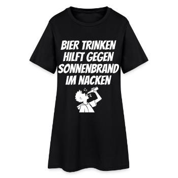Bier Trinken Hilft Gegen Sonnenbrand im Nacken - Frauen T-Shirt-Kleid - Schwarz - Vorne