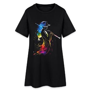 Joueur de flûte Retrowave - Robe T-shirt Femme - noir - Devant