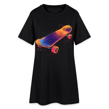 Skateboard Illustration - Frauen T-Shirt-Kleid - Schwarz - Vorne