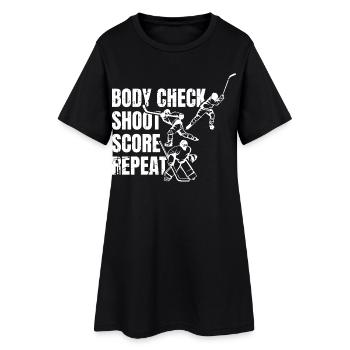 Body Check Shoot Score Repeat - Frauen T-Shirt-Kleid - Schwarz - Vorne
