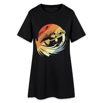 Look rétro graphique poisson - Robe T-shirt Femme - noir - Devant
