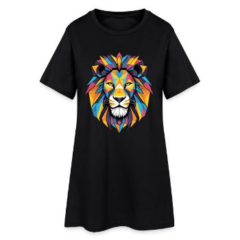 Lion Tête de Lion Géométrique Géométrie Coloré Cadeau - Robe T-shirt Femme - noir - Devant
