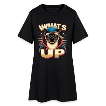 Siamese Cat Whats Up Design - Women’s T-Shirt Dress - black - Front