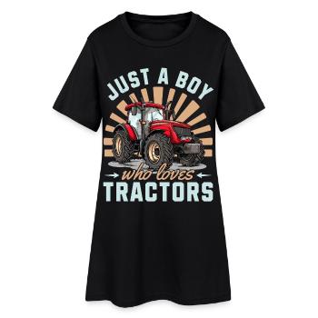 Traktor Jungen Landwirtschaft Bauernhof Kinder - Frauen T-Shirt-Kleid - Schwarz - Vorne