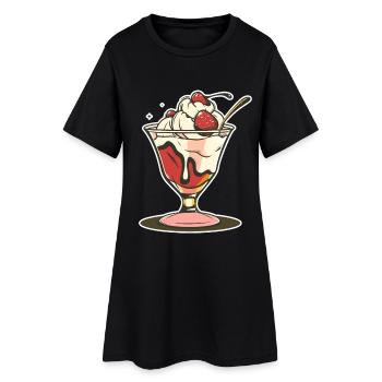 Dessin de coupe glacée - Robe T-shirt Femme - noir - Devant
