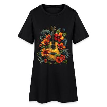 Ukulélé drôle - Robe T-shirt Femme - noir - Devant