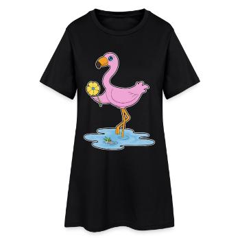 Fleur de flamant rose - Robe T-shirt Femme - noir - Devant