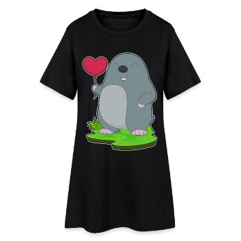Ballon Taupe - Robe T-shirt Femme - noir - Devant