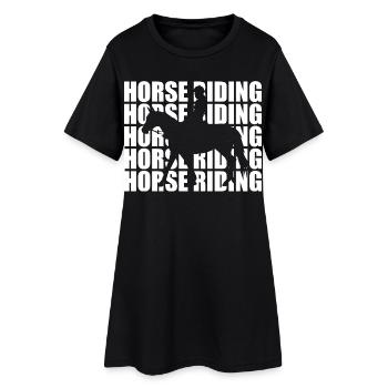 Horse Riding - Frauen T-Shirt-Kleid - Schwarz - Vorne