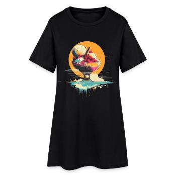 Eiscreme im Becher - Frauen T-Shirt-Kleid - Schwarz - Vorne