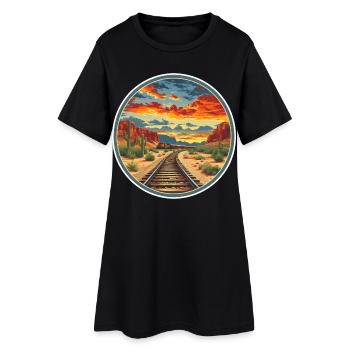 Chemin de fer - Robe T-shirt Femme - noir - Devant