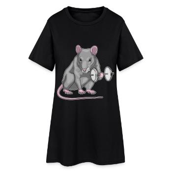 Bodybuilder Rat Bodybuilding avec haltères - Robe T-shirt Femme - noir - Devant
