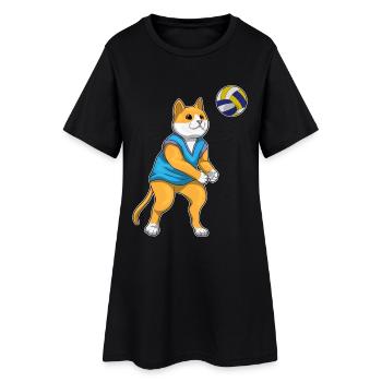 Chat Joueur de volley-ball Volley-ball - Robe T-shirt Femme - noir - Devant