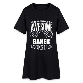 Bäcker - Frauen T-Shirt-Kleid - Schwarz - Vorne