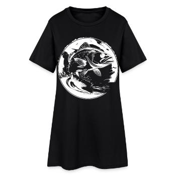 Fisch Grafik - Frauen T-Shirt-Kleid - Schwarz - Vorne