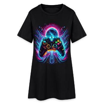 Manette de jeu rétro Vibrant Neon - Robe T-shirt Femme - noir - Devant