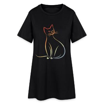 Croquis de chat rétro - Robe T-shirt Femme - noir - Devant