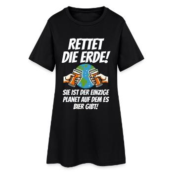 Rettet Die Erde Bier Planet Lustiges Bierliebhaber - Frauen T-Shirt-Kleid - Schwarz - Vorne