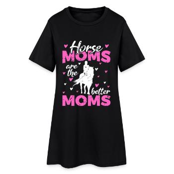 Pferde Mütter sind die besseren Mütter - Frauen T-Shirt-Kleid - Schwarz - Vorne