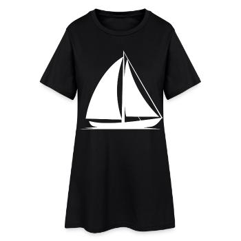 Dessin au trait de voilier - Robe T-shirt Femme - noir - Devant