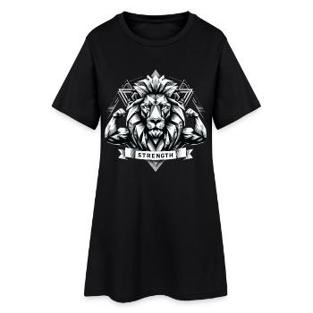 Lion Tête de Lion Géométrie Géométrique Force - Robe T-shirt Femme - noir - Devant