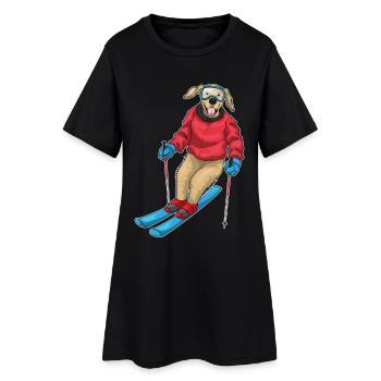Labrador Skifahrer Ski - Frauen T-Shirt-Kleid - Schwarz - Vorne