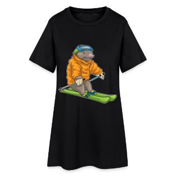 Ski de taupe - Robe T-shirt Femme - noir - Devant