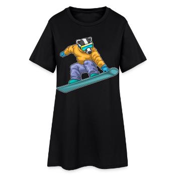 Dachs Snowboarder Snowboard - Frauen T-Shirt-Kleid - Schwarz - Vorne