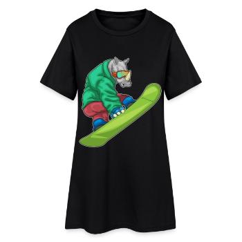 Rhino Snowboarder Snowboard - Women’s T-Shirt Dress - black - Front