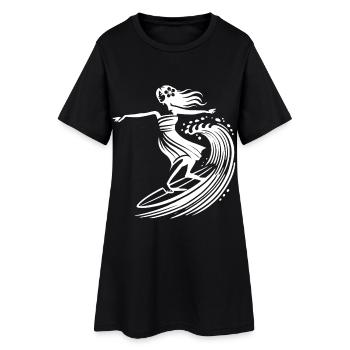 Surfing Hula Girl Hawaii Vintage Surf Art - Robe T-shirt Femme - noir - Devant