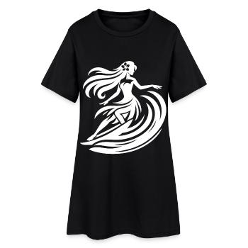 Tropical Surfer Girl Hawaii Beach Vagues - Robe T-shirt Femme - noir - Devant