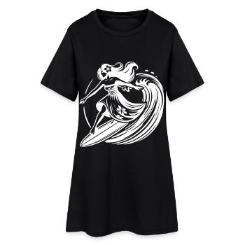 Fille de surf hawaïenne sur les vagues tropicales - Robe T-shirt Femme - noir - Devant