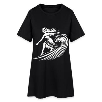 Surfeuse hawaïenne Fille Vagues Chevauchant Tropical - Robe T-shirt Femme - noir - Devant