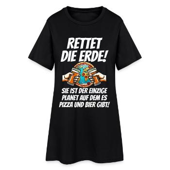 Rettet die Erde Lustiges Bier Pizza Deutsch - Frauen T-Shirt-Kleid - Schwarz - Vorne