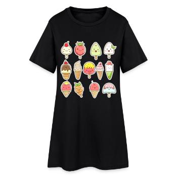 Look de dessin animé de crème glacée - Robe T-shirt Femme - noir - Devant